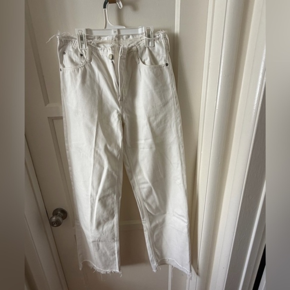 G-Star Women's Distressed White Straight Leg Jeans